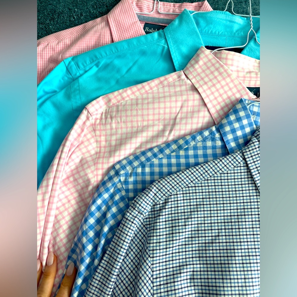 Ralph Lauren Men's Checkered and Solid Dress Shirts x5